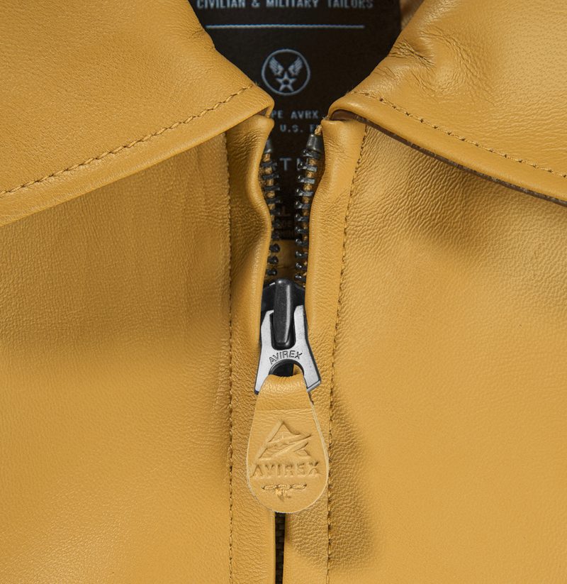 Men’s Timberland x Avirex Yellow Bomber Jacket American Flight Aviator Leather Jacket Varsity Streetwear Jacket (1)