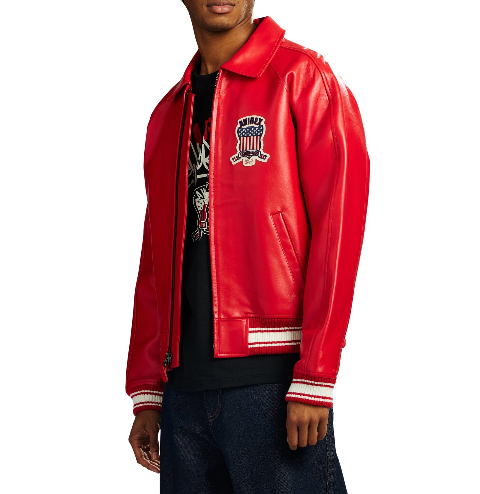 Men’s Icon SALVAGE RED Leather Bomber Jacket  American Flight Aviator Varsity Jacket Vintage Style Real Leather Jacket (4)