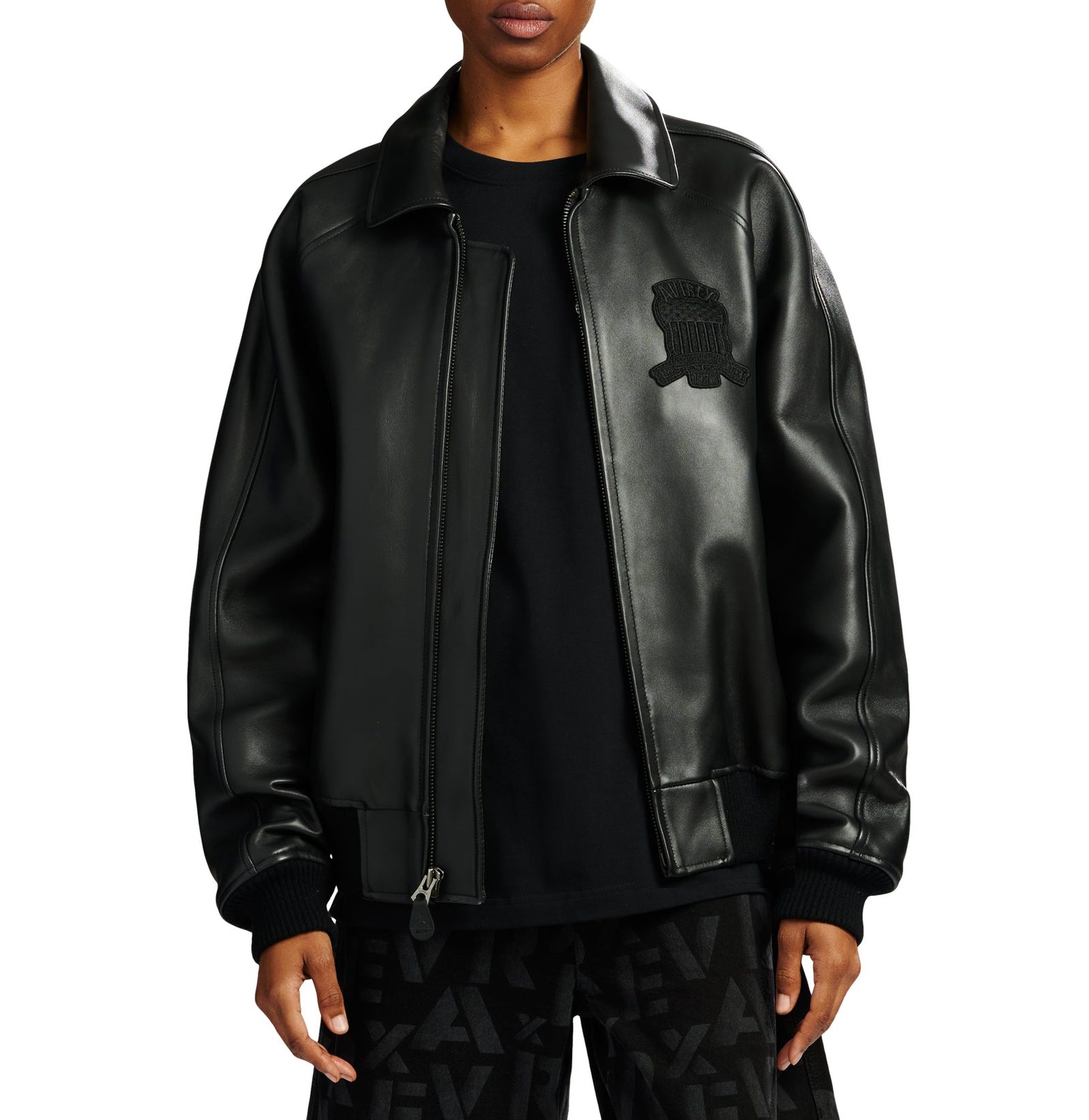 Men's Leather icon TRIPLE BLACK Bomber Jacket (2)