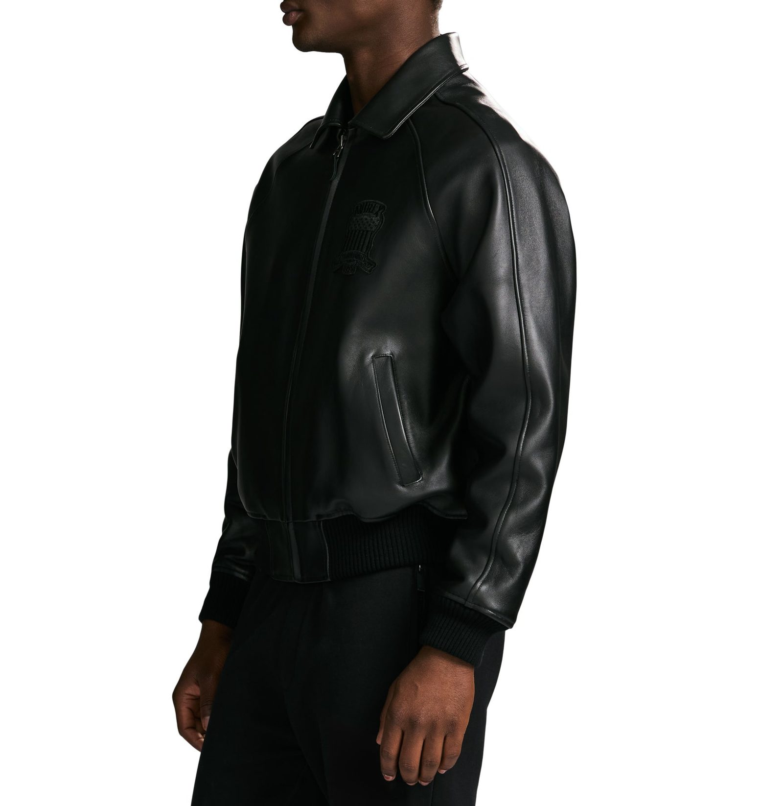 Men's Leather icon TRIPLE BLACK Bomber Jacket (4)
