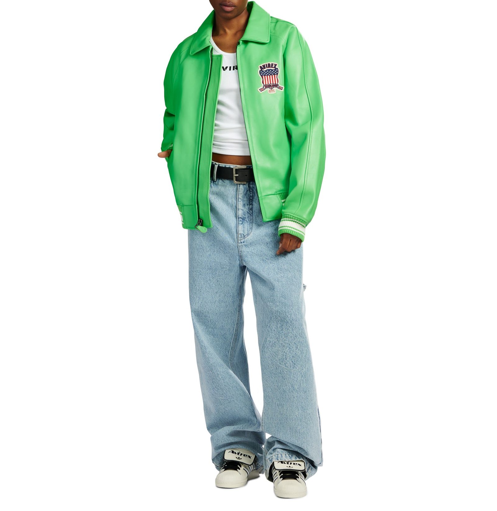 Men's Leather icon LIME GREEN Bomber Jacket (2)