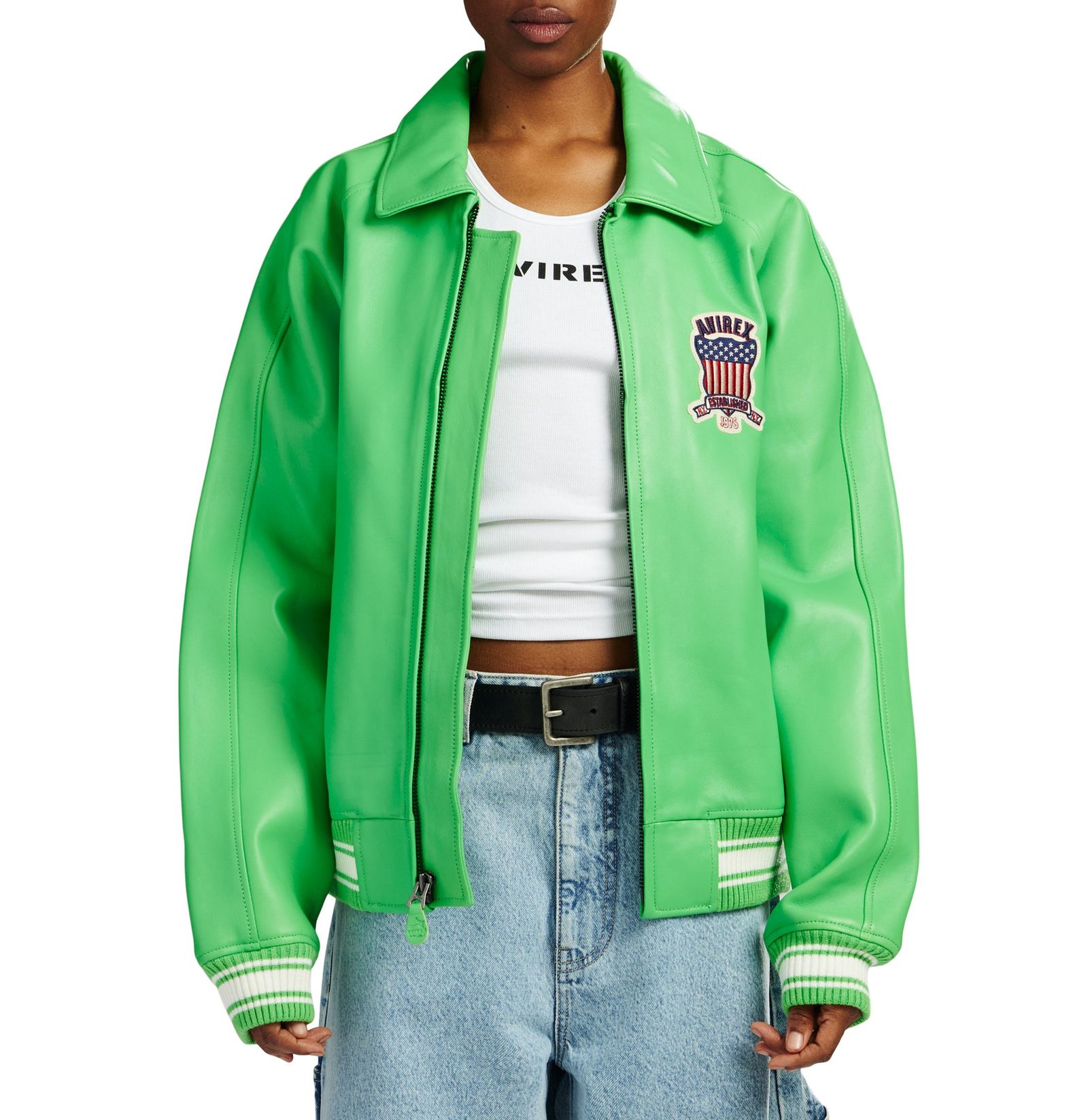 Men's Leather icon LIME GREEN Bomber Jacket (5)