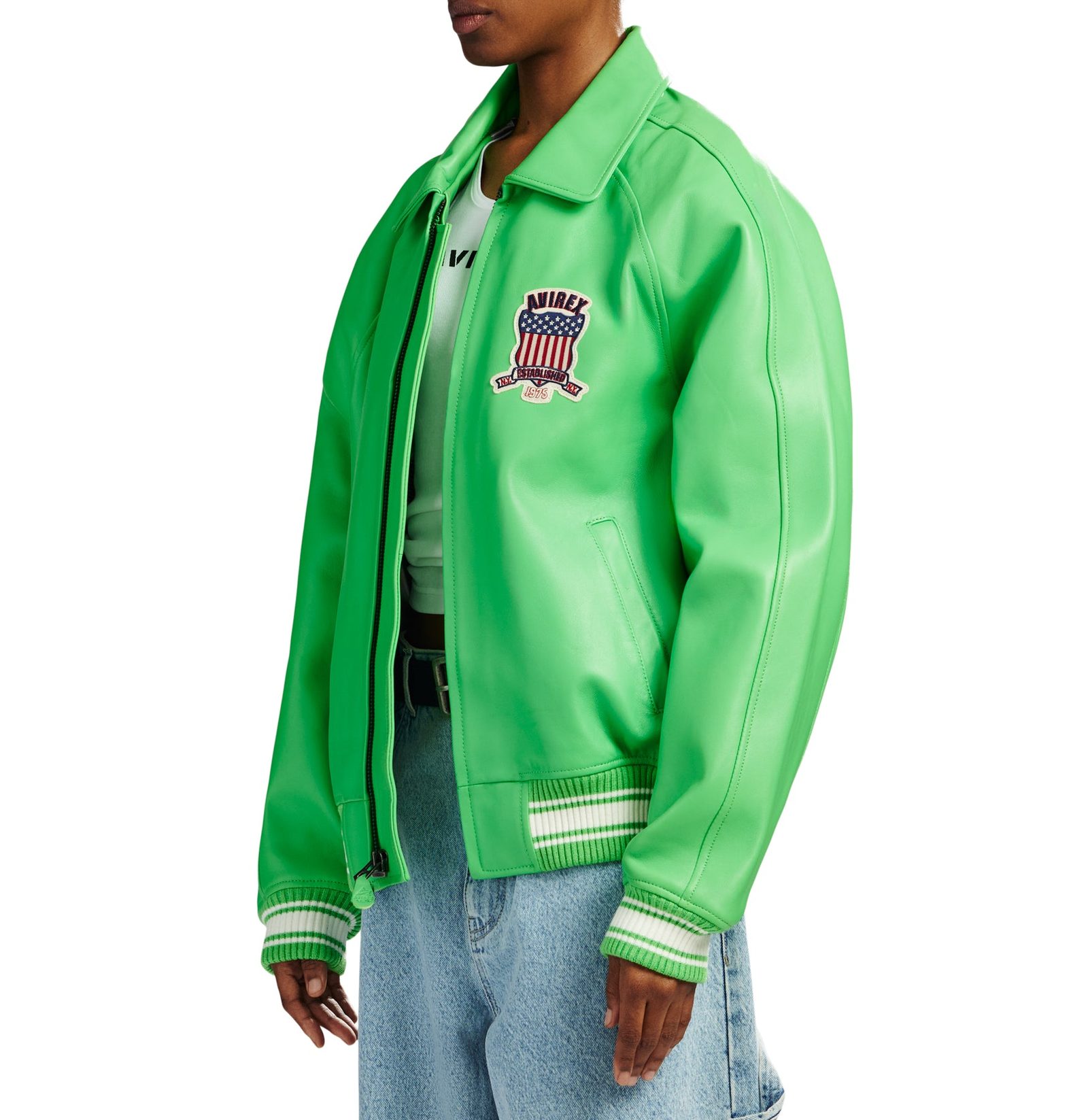 Men's Leather icon LIME GREEN Bomber Jacket (4)