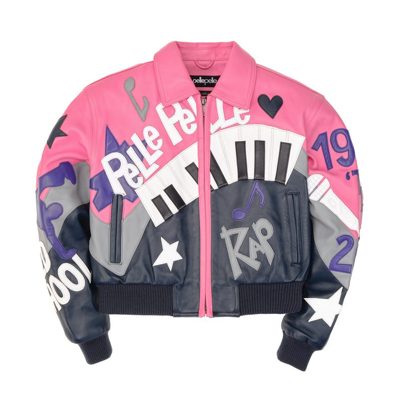 Women's Pelle Pelle HipHop Pink Crop Leather Jacket  (7)