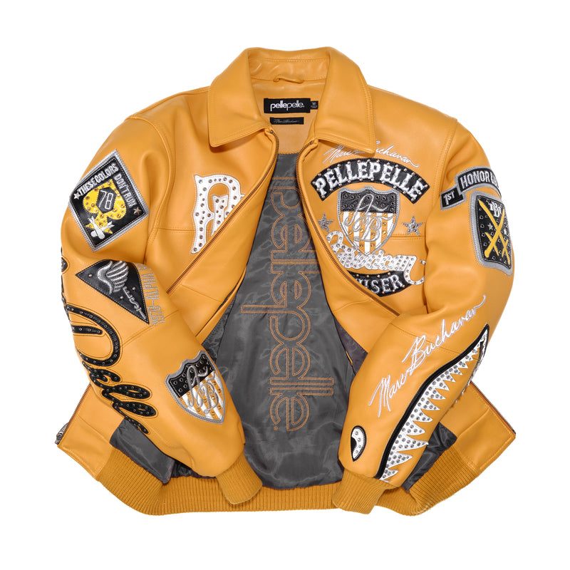 Women's Pelle Pelle American Bruiser Yellow Leather Jacket (5)