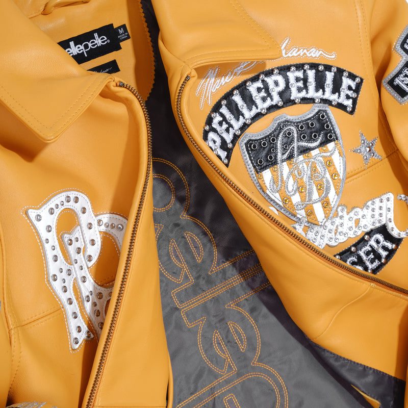 Women's Pelle Pelle American Bruiser Yellow Leather Jacket (4)
